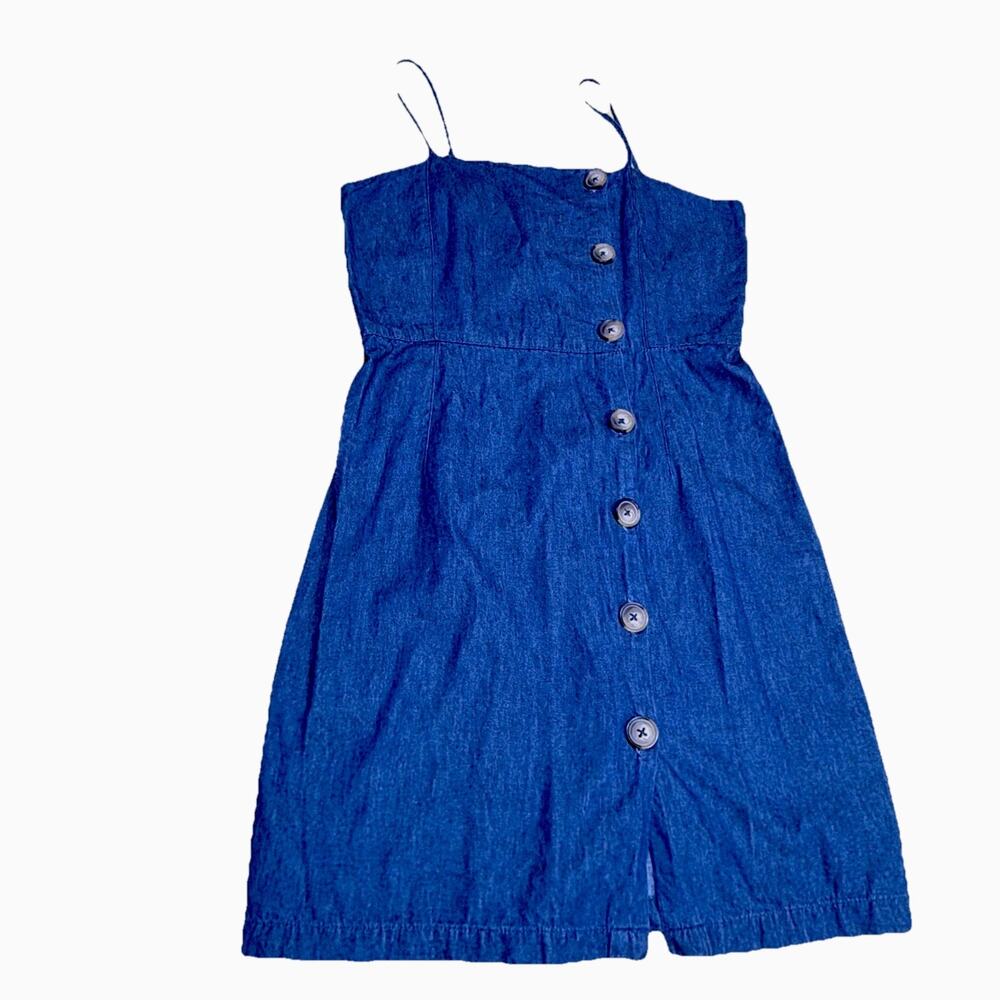 Y2K Denim Button Down Dress MIDI‎ Mini Feminine Casual Spaghetti Strap Bodycon